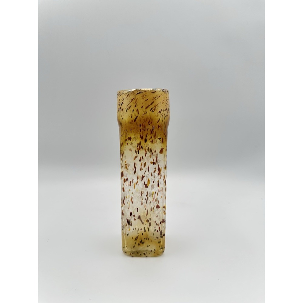 Murano hand blown glass vase clear Yellow With Multicolor Dots